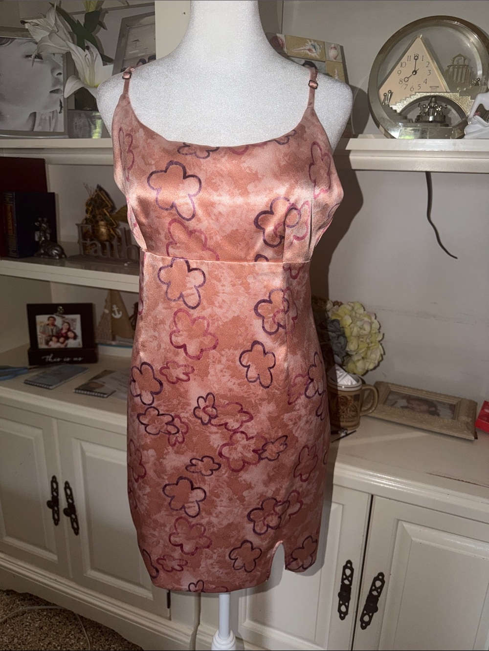 wild fable Pink Floral Satin Chemise Slip